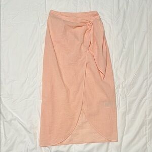 H&M Peach Gingham Midi Skirt